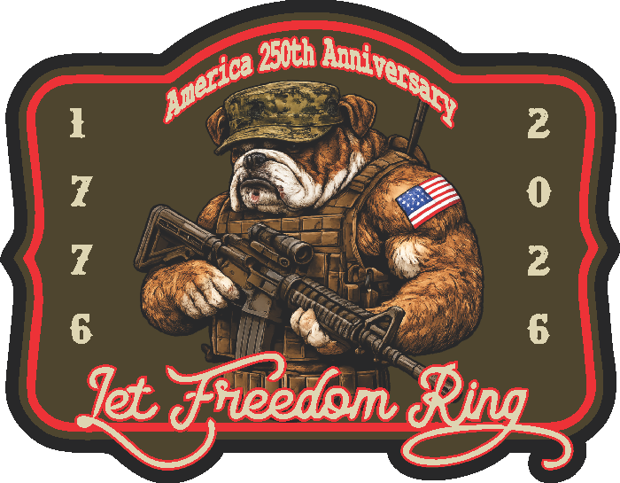 America 250th Anniversary Bulldog Let Freedom Ring Sticker