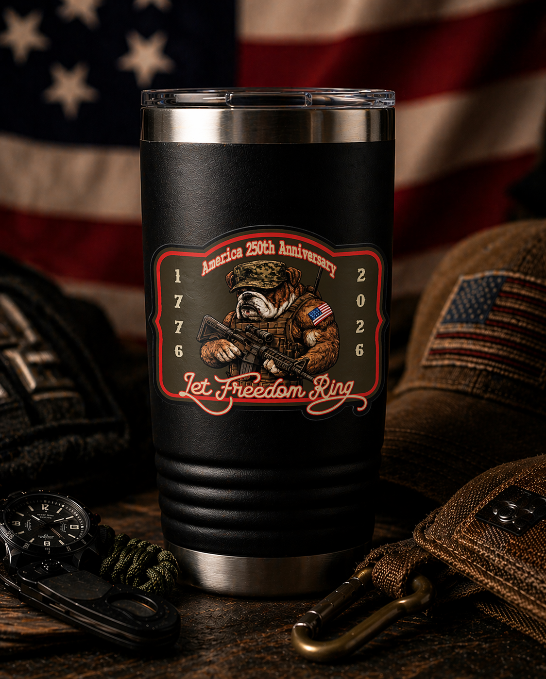 America 250th Anniversary Bulldog Let Freedom Ring Sticker
