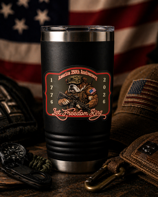 America 250th Anniversary Bulldog Let Freedom Ring Sticker