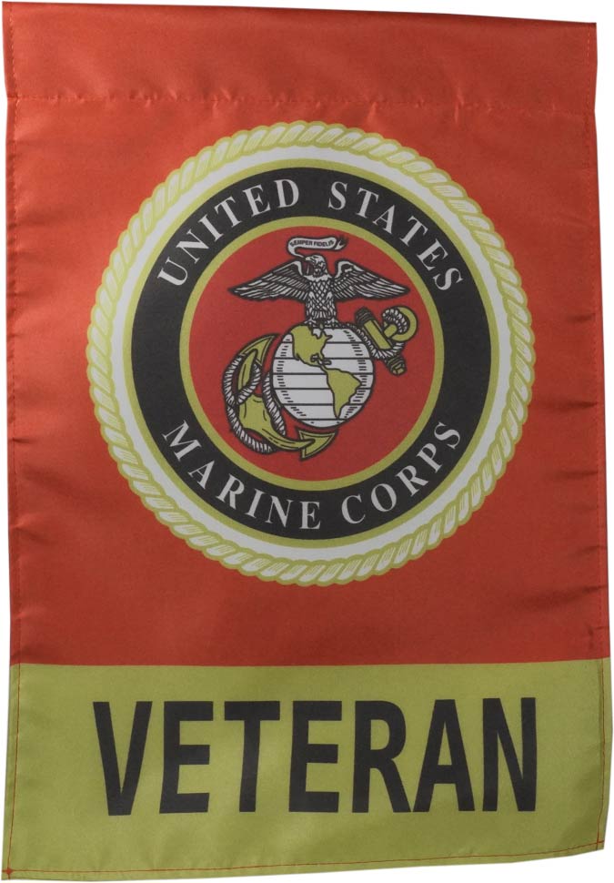 Veteran with United States Marine Corps Crest 12" x 18" Garden Flag