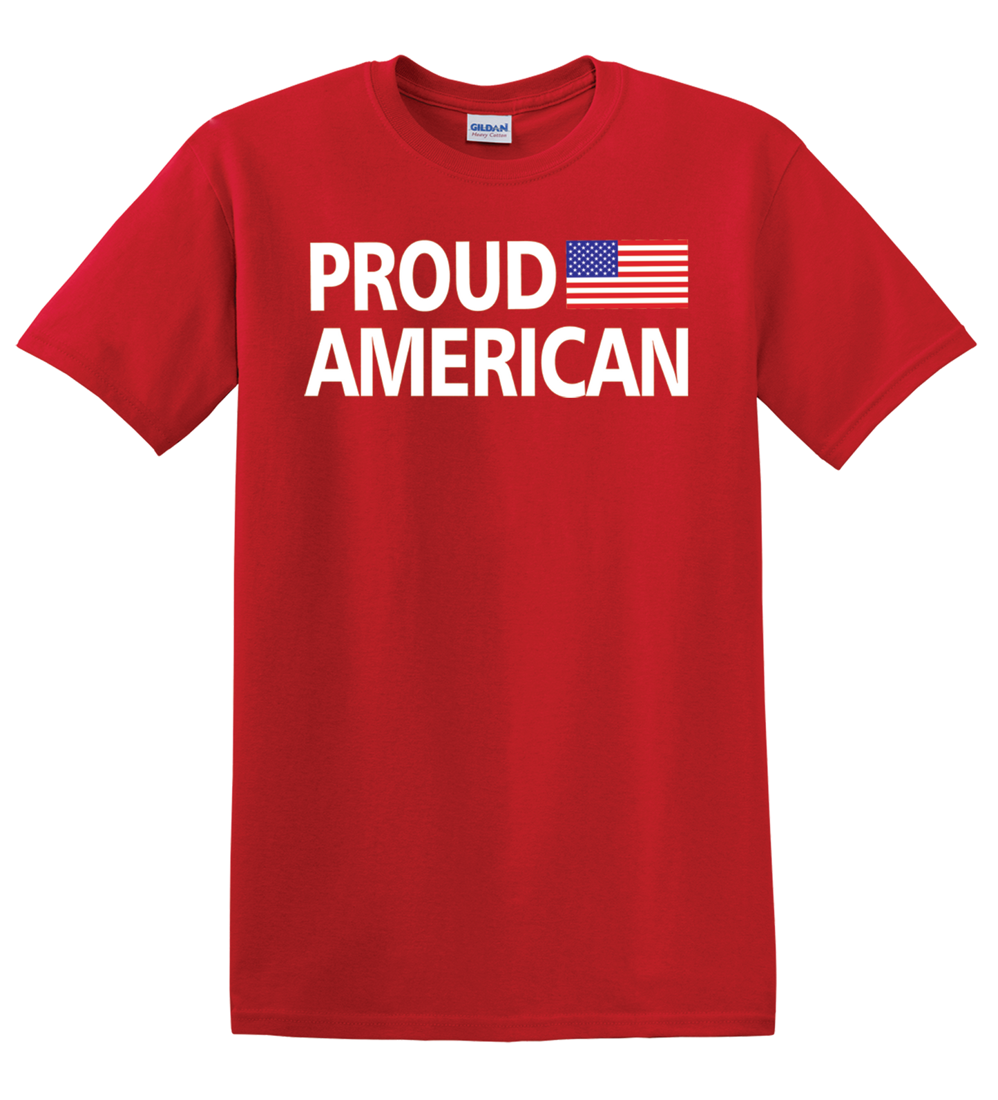 PROUD AMERICAN with USA Flag on T-Shirt