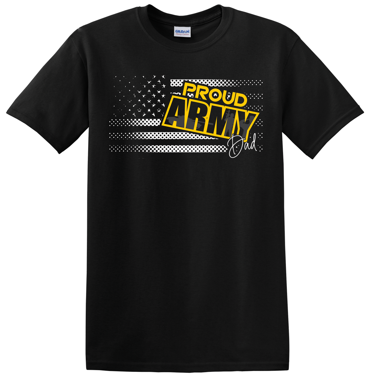 Proud Army Dad Design with White Flag on Black T-Shirt