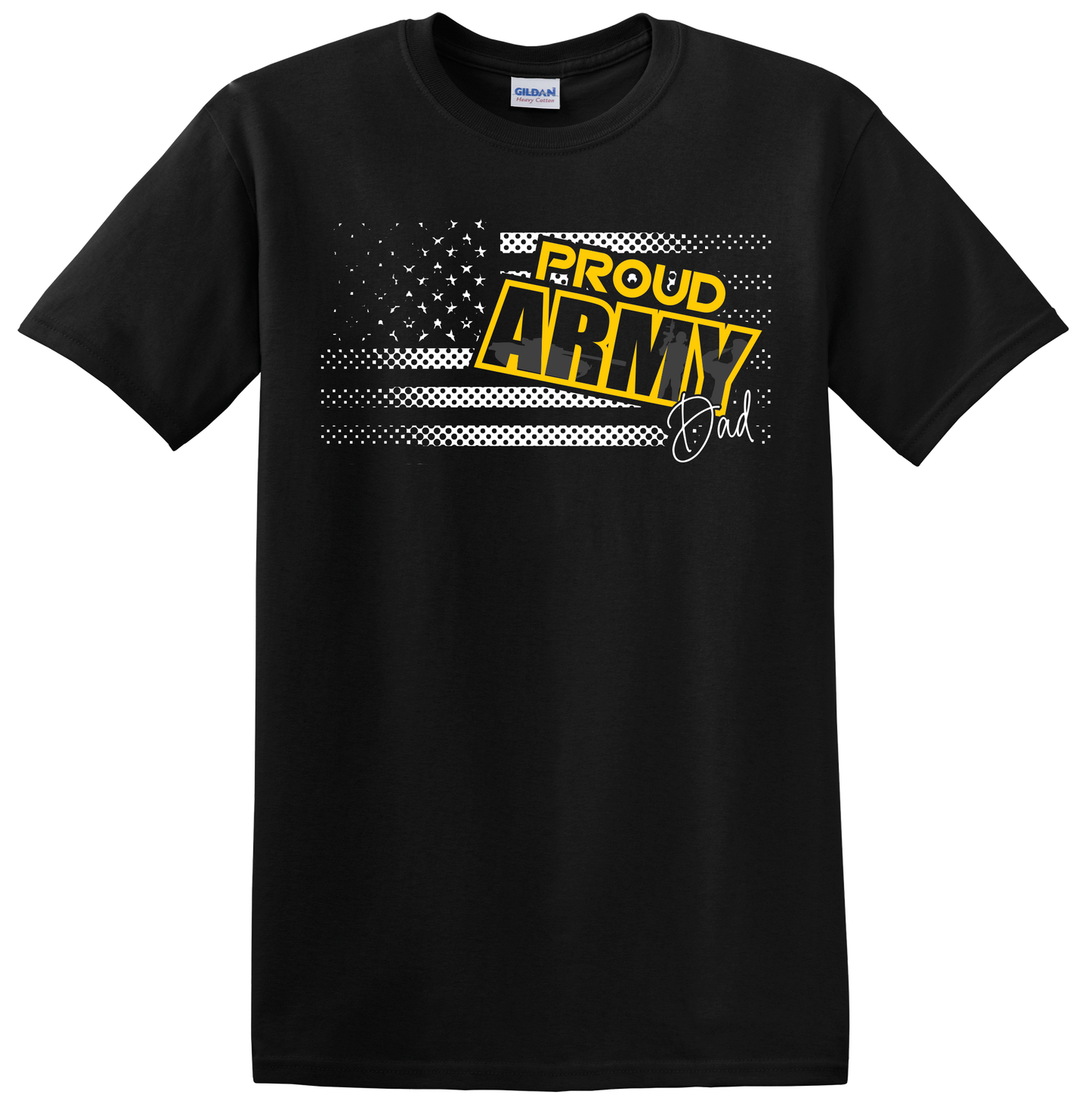 Proud Army Dad Design with White Flag on Black T-Shirt