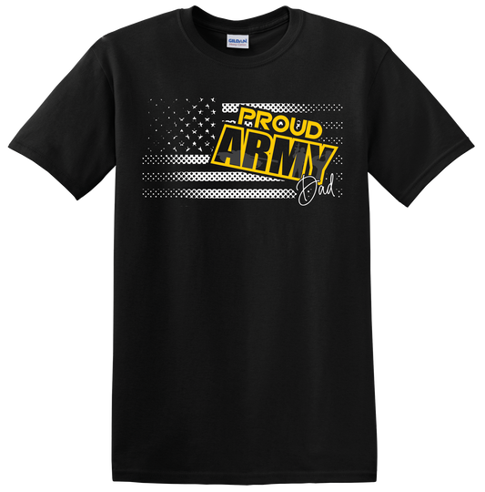 Proud Army Dad Design with White Flag on Black T-Shirt
