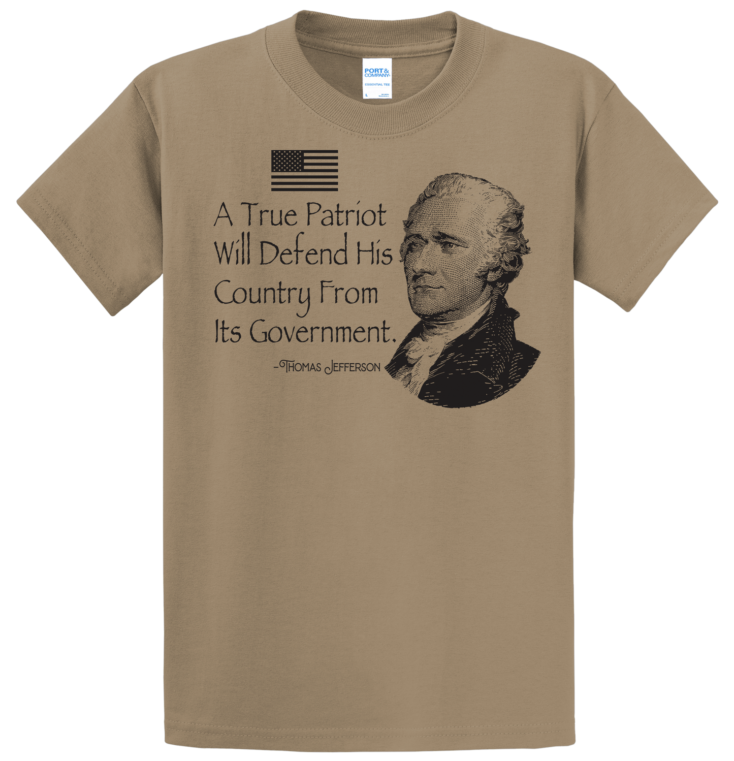 Thomas Jefferson Quote with Photo on Sand T-Shirt