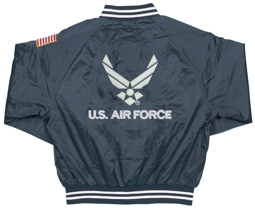 U.S. Air Force Symbol Patch on Blue Satin Jacket