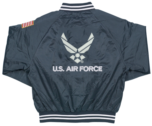 U.S. Air Force Symbol Patch on Blue Satin Jacket