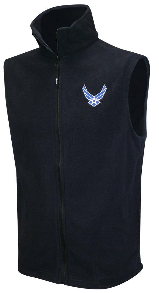 US Air Force Symbol Embroidered on Fleece Vest Jacket