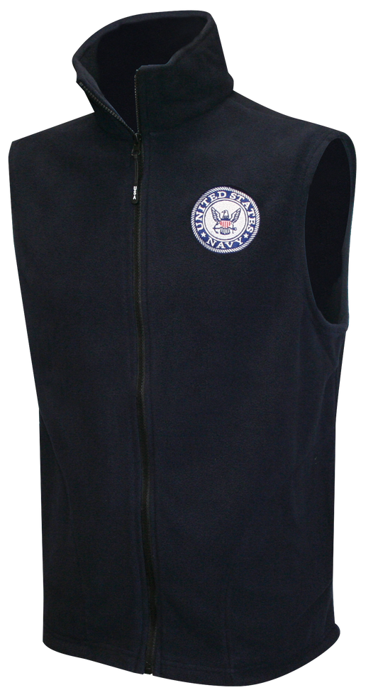 US Navy Crest Embroidered on Fleece Vest Jacket