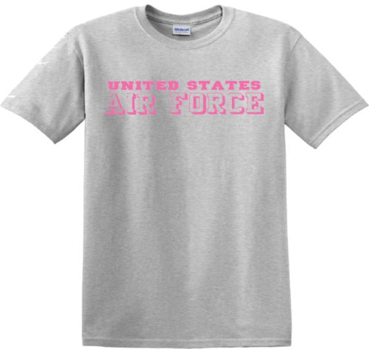 United States Air Force Pink Silk Screen on Grey Children's T-Shirt
