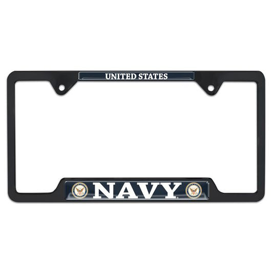 Navy Metal License Plate Frame with Domed Graphics