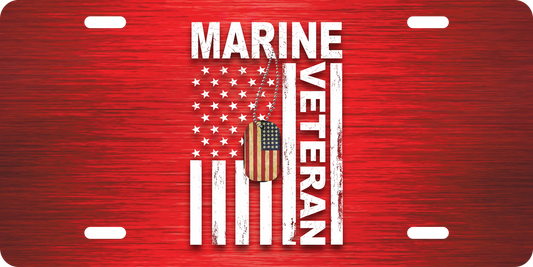 US Marine Corps Veteran Flag/Dog Tag Full Color Metal License Plate