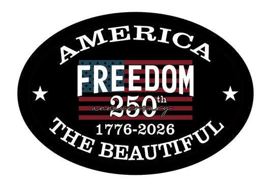 Oval Magnet - America The Beautiful 250th Anniversary 1776 - 2026 Design