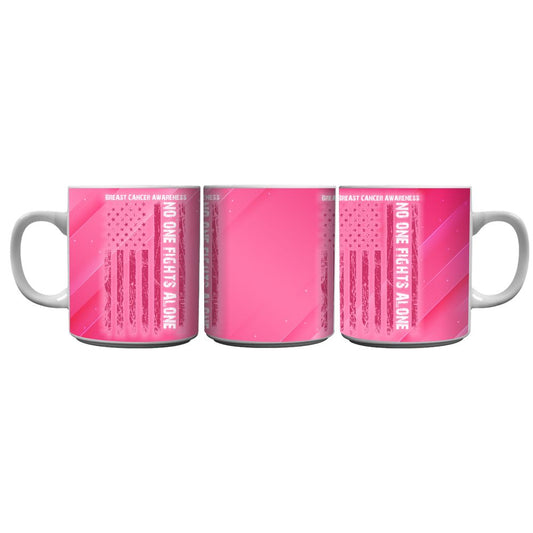 No One Fights Alone Breast Cancer Awareness Coffee Mug