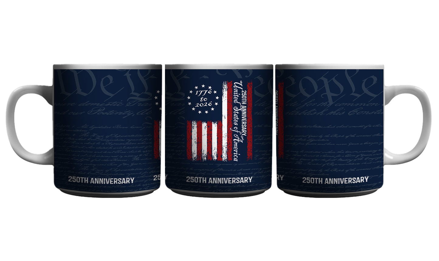 America 250th Anniversary Vertical Flag Design Sublimation Coffee Mug