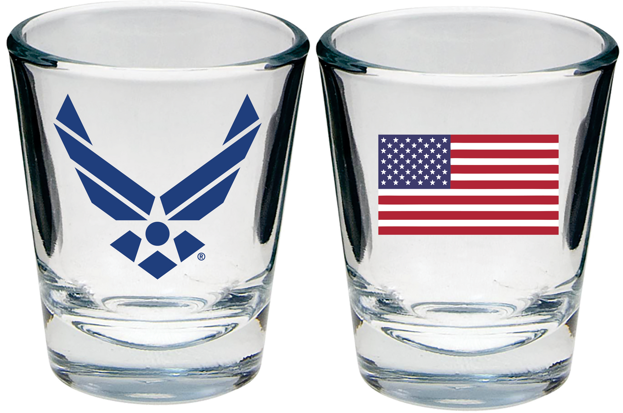 U.S. Air Force Symbol and American Flag Shot Glass