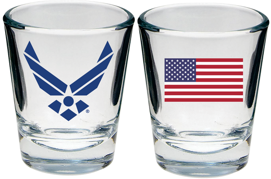 U.S. Air Force Symbol and American Flag Shot Glass