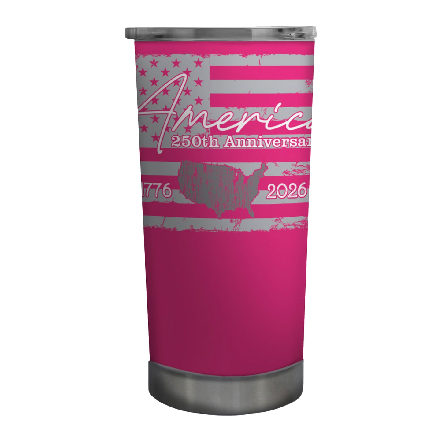 America 250th Anniversary 1776 - 2026 Pink Design on 20oz White Stainless Tumbler