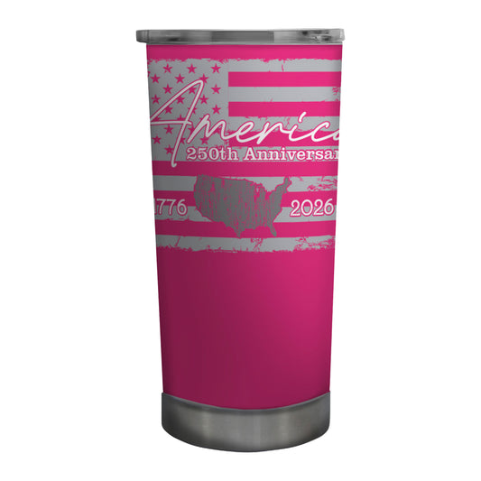America 250th Anniversary 1776 - 2026 Pink Design on 20oz White Stainless Tumbler