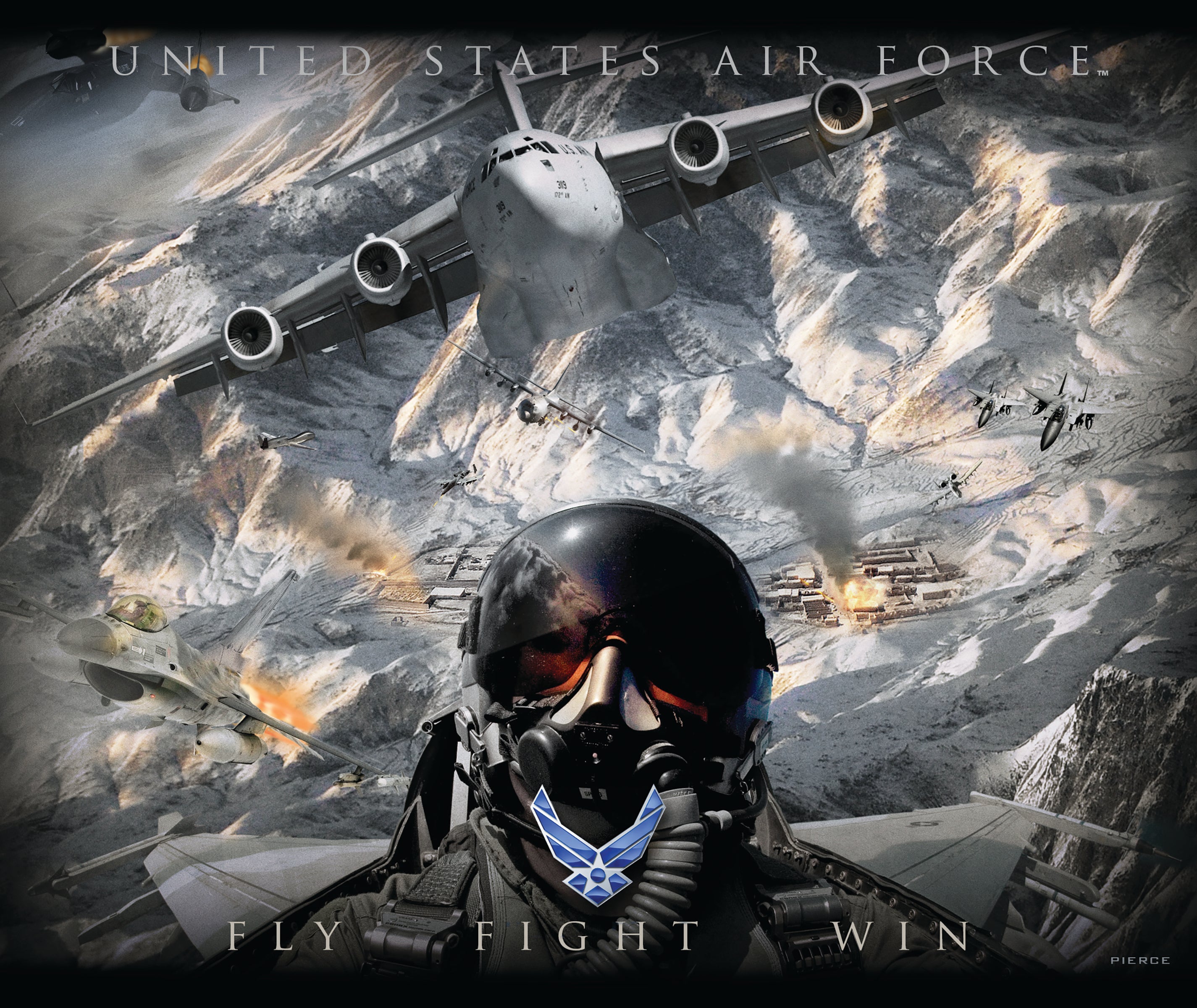 Fly Fighting U.S. Air Force with Fly, Fight, Win Custom Photography on Mouse Pad ...