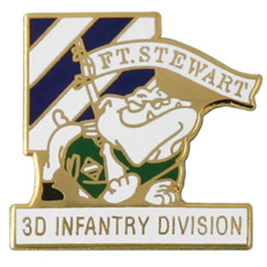 3rd Infantry Division Combat Service Identification Badge with Ft. Stewart Bulldog on 3/4" Lapel Pin