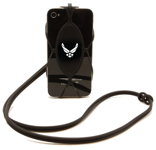 US Air Force Symbol in Whote on Silicone Cell Phone Lanyard