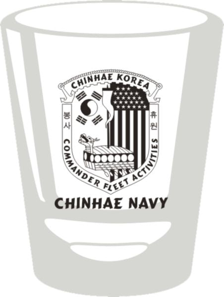 Chinhae Navy Korea w/ Logo Clear Shot Glass