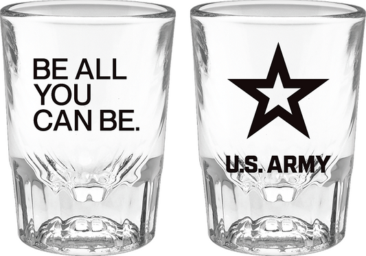 US Army Star on 2 oz Clear Fluted Shot Glass
