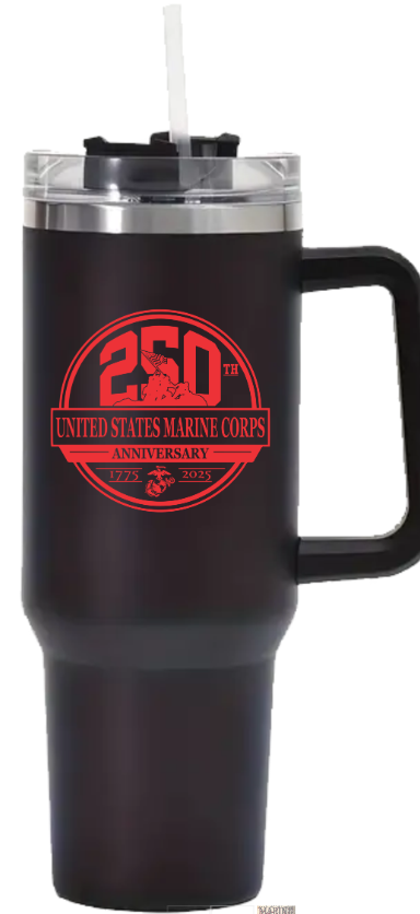 United States Marine Corps 250th Anniversary on 40oz Double Wall Tumbler with Handle