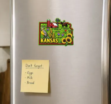 Die Cut Magnet - State of Kansas with Elements