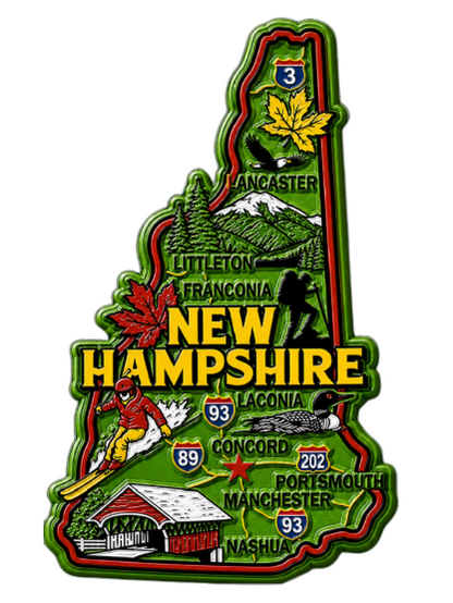 Die Cut Magnet - State of New Hampshire with Elements