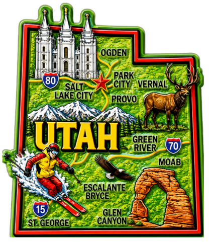 Die Cut Magnet - State of Utah with Elements