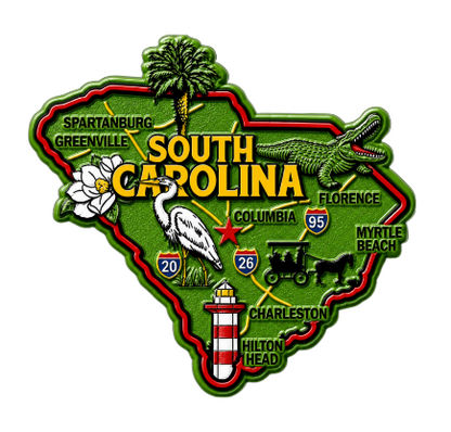 Die Cut Magnet - State of South Carolina with Elements