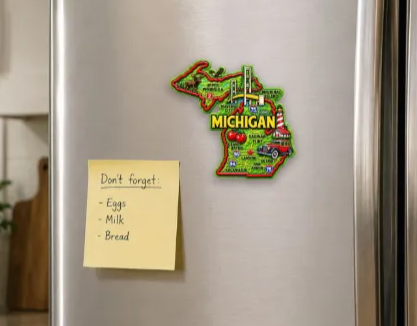 Die Cut Magnet - State of Michigan with Elements