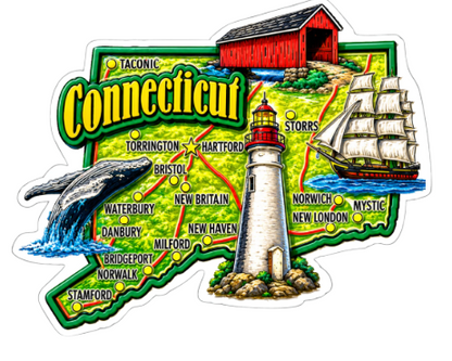 Die Cut Magnet - State of Connecticut with Elements