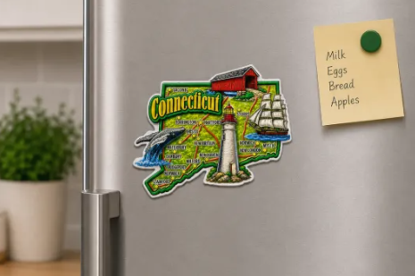Die Cut Magnet - State of Connecticut with Elements