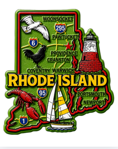 Die Cut Magnet - State of Rhode Island with Elements