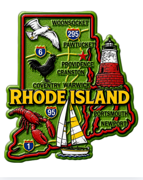 Die Cut Magnet - State of Rhode Island with Elements