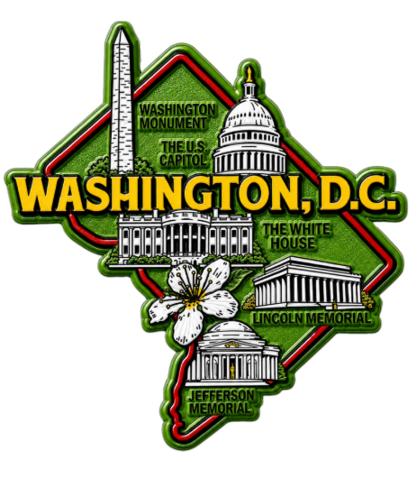 Die Cut Magnet - State of Washington D.C. with Elements