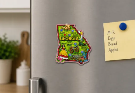 Die Cut Magnet - State of Georgia with Elements