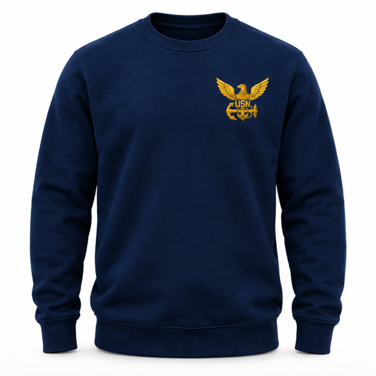 Navy Sweatshirt with Reflective Emblem