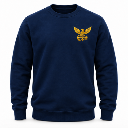 Navy Sweatshirt with Reflective Emblem