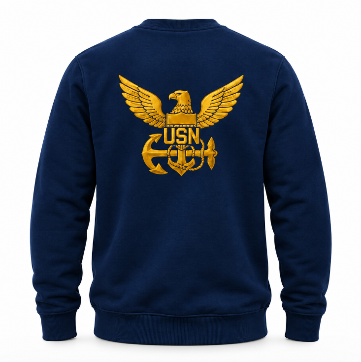 Navy Sweatshirt with Reflective Emblem