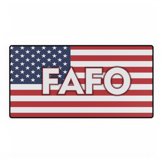 FAFO block letters American Flag design Desk Pad
