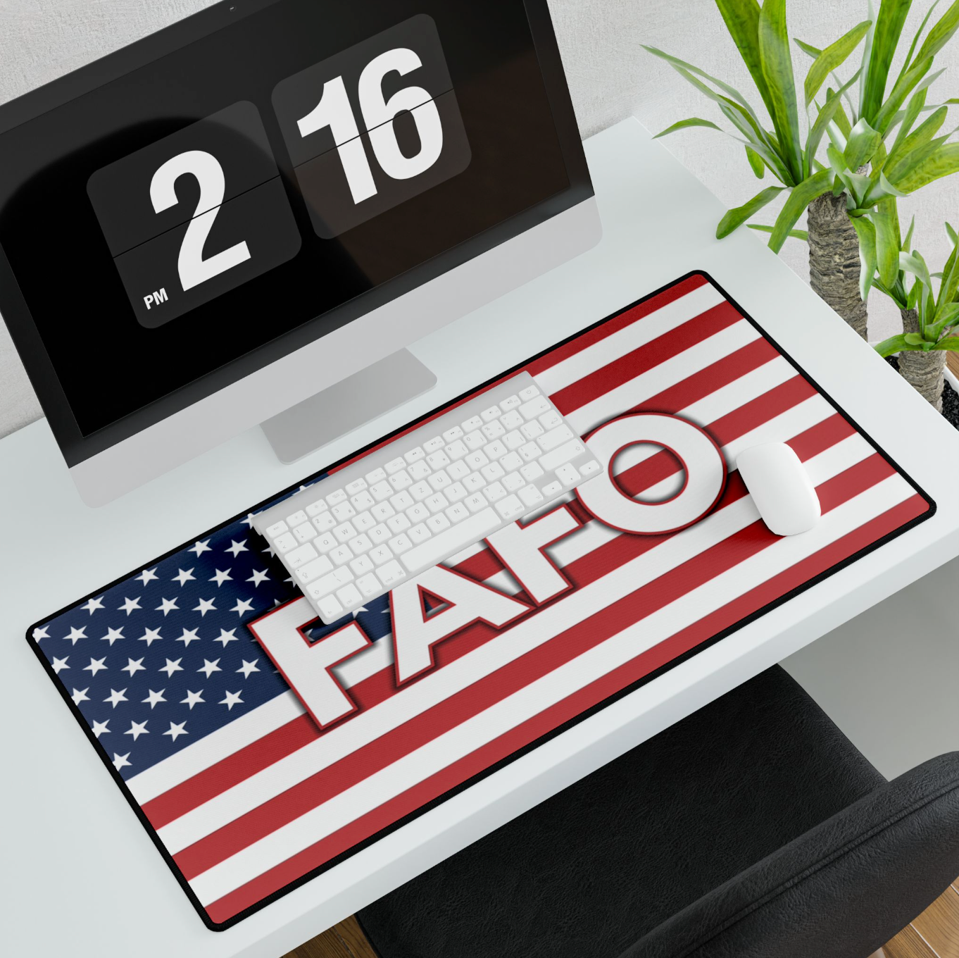 FAFO block letters American Flag design Desk Pad