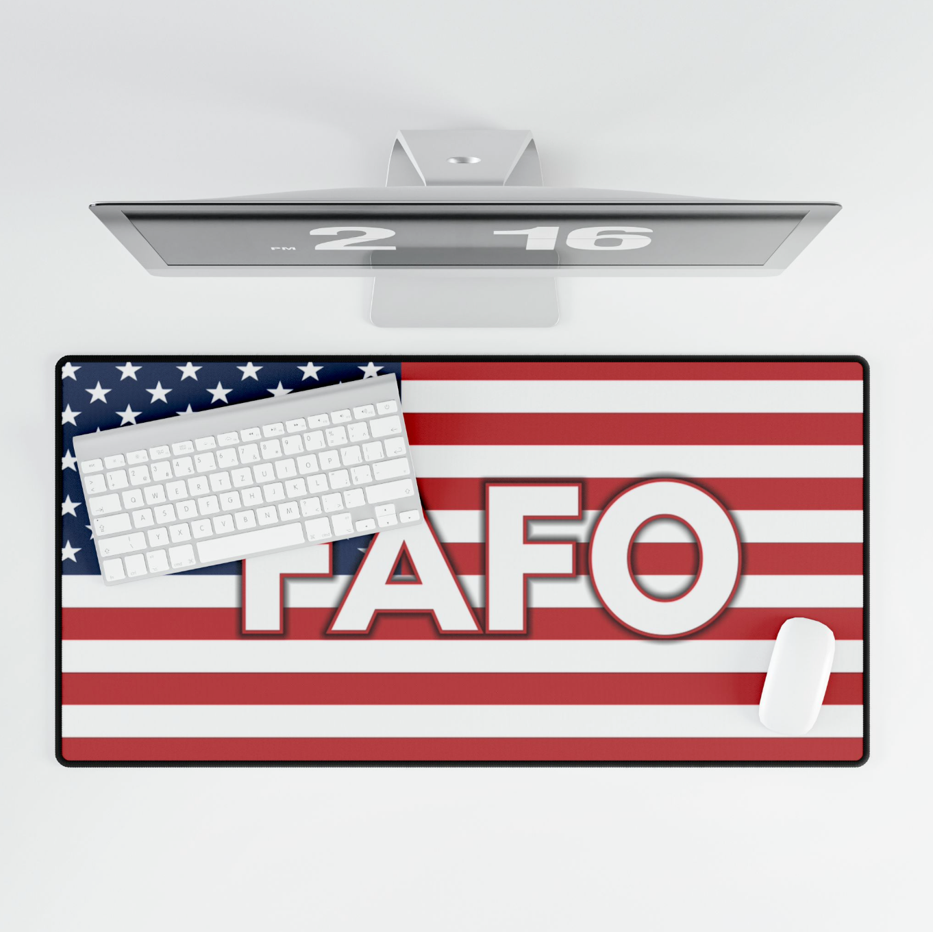 FAFO block letters American Flag design Desk Pad
