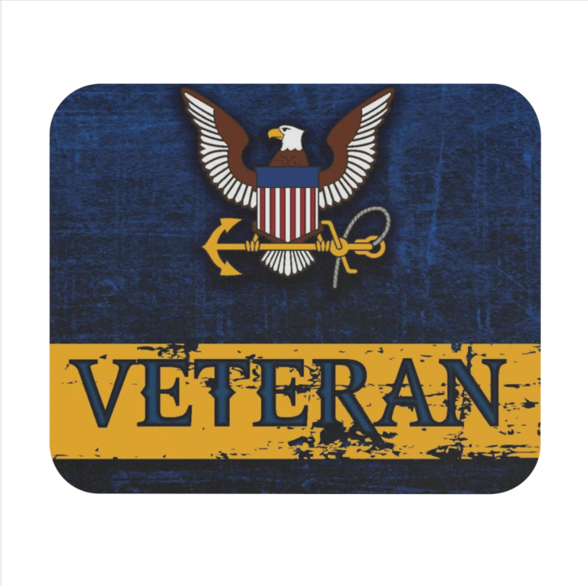 Mitchell Proffitt U.S. Navy Symbol Veteran on Fabric Surface Mousepad