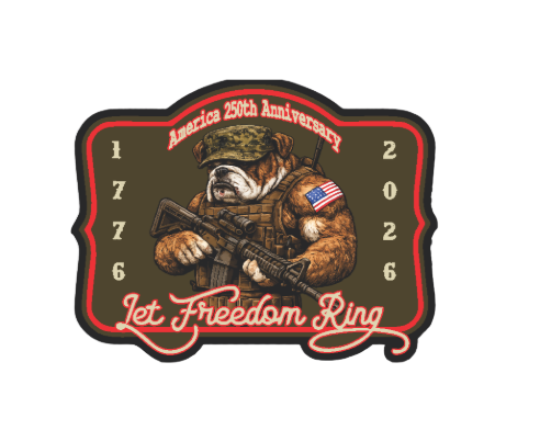 America 250th Anniversary Bulldog Let Freedom Ring Sticker