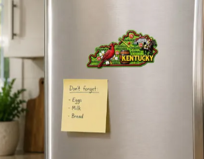 Die Cut Magnet - State of Kentucky with Elements