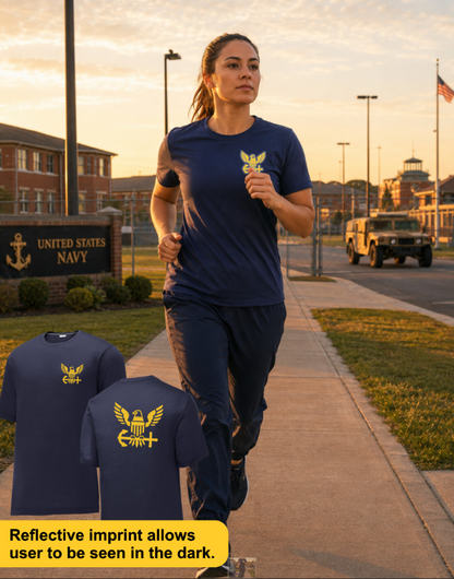 Navy T-Shirt with Reflective Emblem
